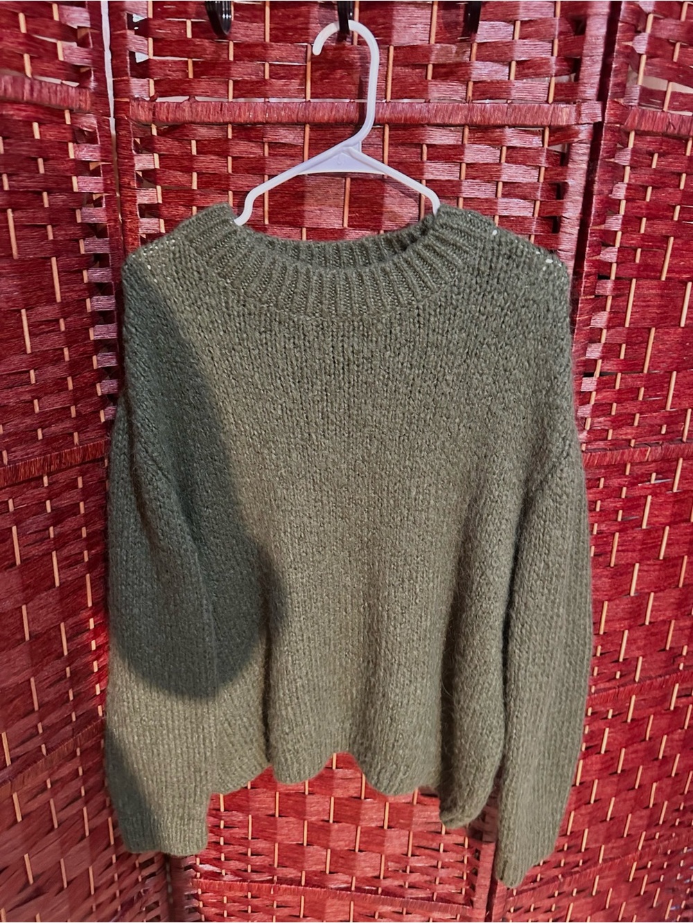 Zara Olive Green Crewneck Knit Sweater